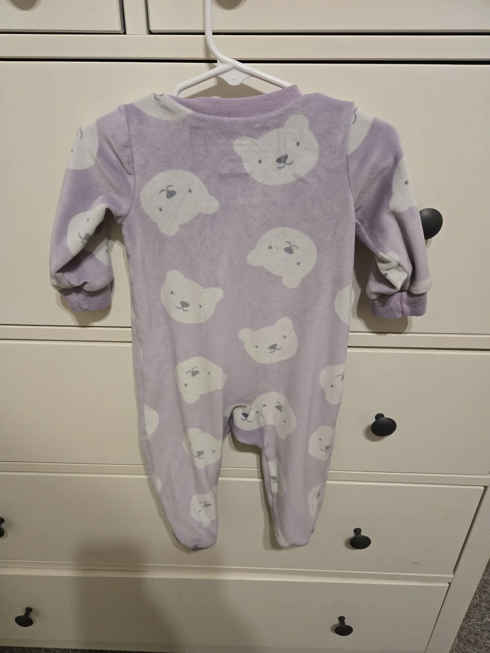 Carter's Lavender Bear Print Fleece Footed One-Piece 6M